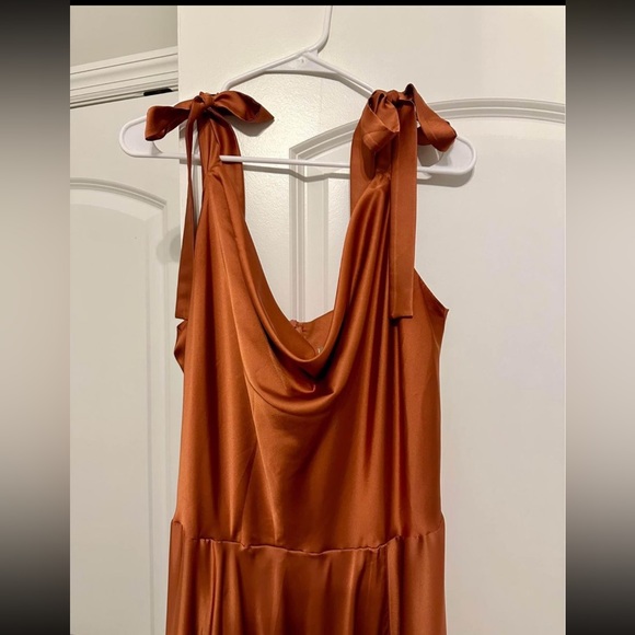 Rust Satin Silk Bridesmaids Dress - XXL - Picture 3 of 5